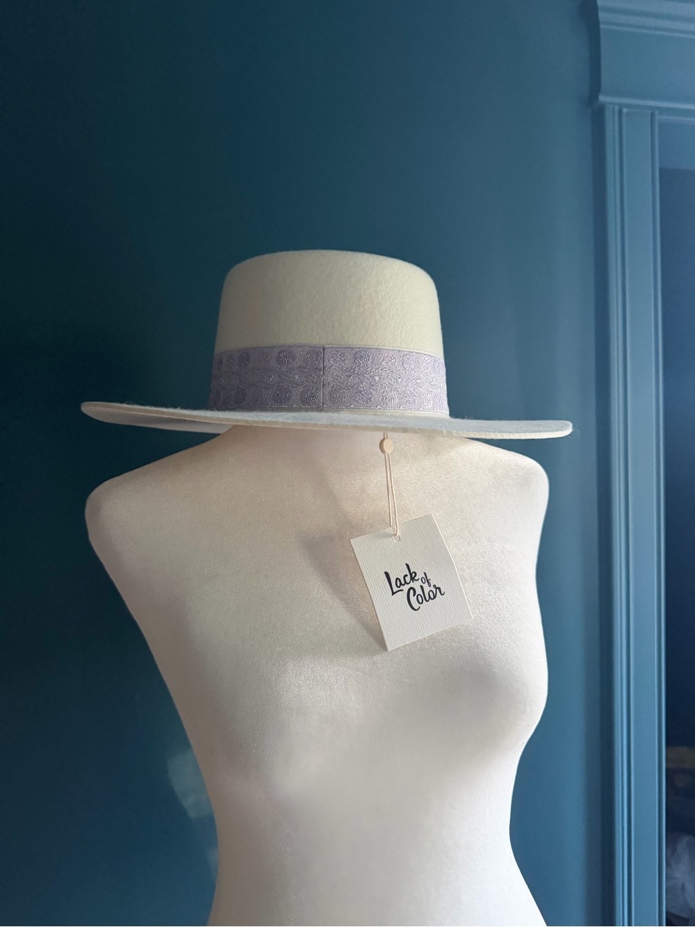 Lack Of Color Cream Fedora with Lavender Band